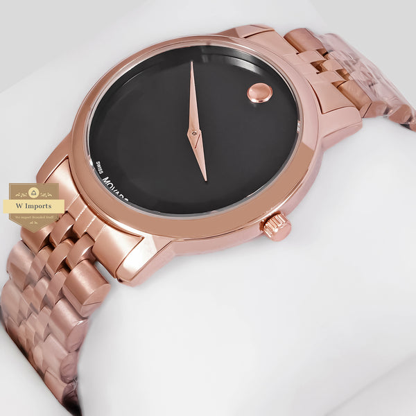 LATEST COLLECTION ROSE GOLD WITH BLACK DIAL CHAIN WATCH
