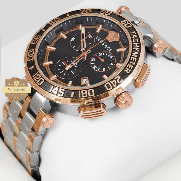 LATEST COLLECTION CHRONOGRAPH TWO TONE ROSE GOLD WITH BLACK DIAL