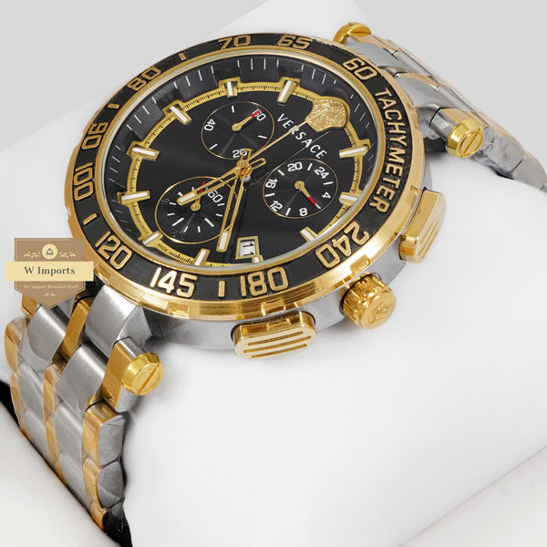 LATEST COLLECTION CHRONOGRAPH TWO TONE YELLOW GOLD WITH BLACK DIAL