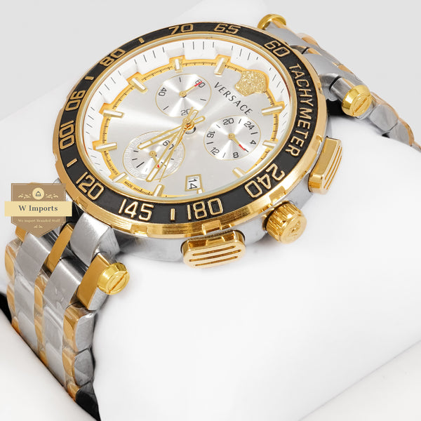 LATEST COLLECTION CHRONOGRAPH TWO TONE YELLOW GOLD WITH WHITE DIAL