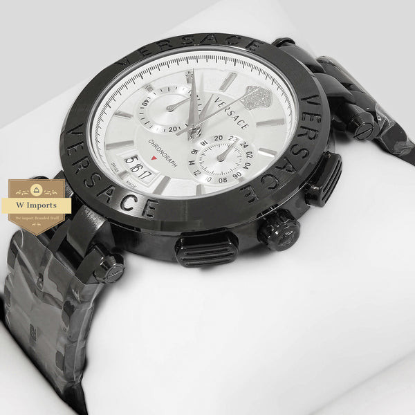 Latest Collection Chronograph Black With White Dial Stainless Steel