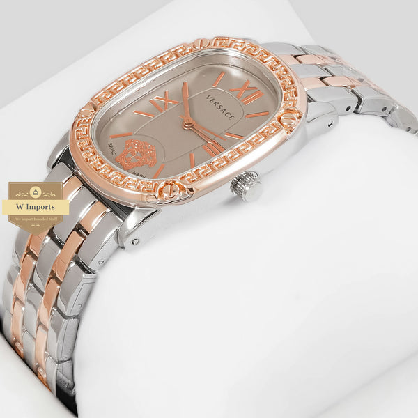 Latest Collection Two Tone Rose Gold With Grey Dial Ladies Watch