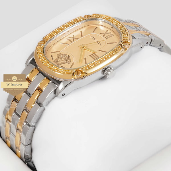 Latest Collection Two Tone Yellow Gold With Golden Dial Ladies Watch