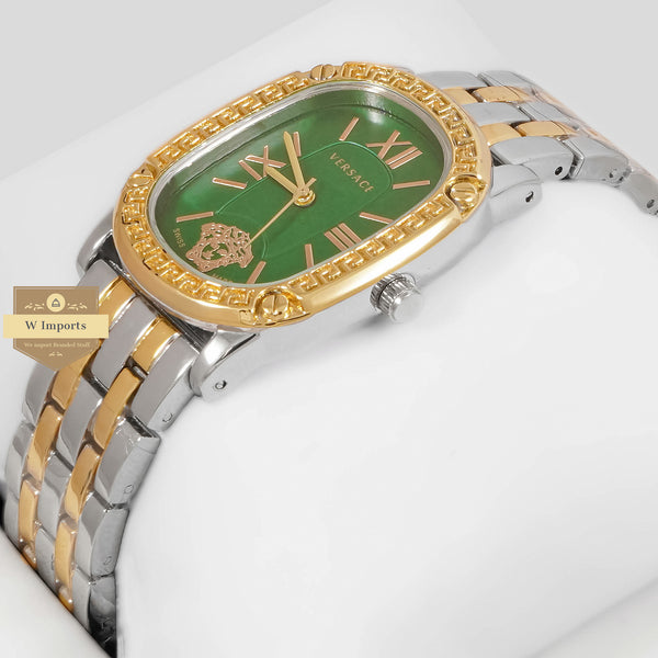 Latest Collection Two Tone Yellow Gold With Green Dial Ladies Watch