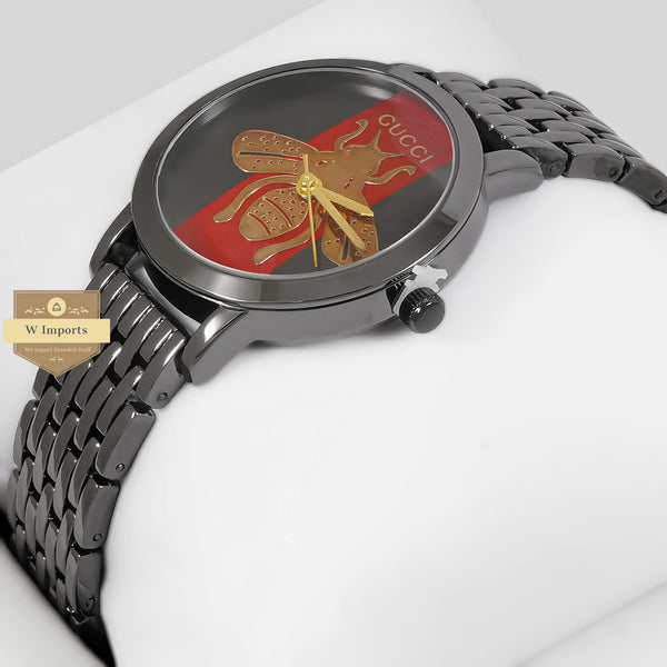 Latest Collection Butterfly All Black & Red Dial Ladies Watch