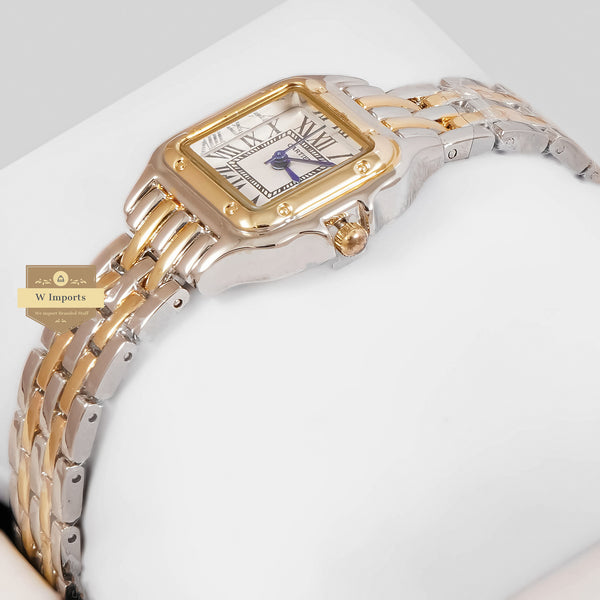 Latest Collection Two Tone Yellow Gold With White Dial Ladies Watch