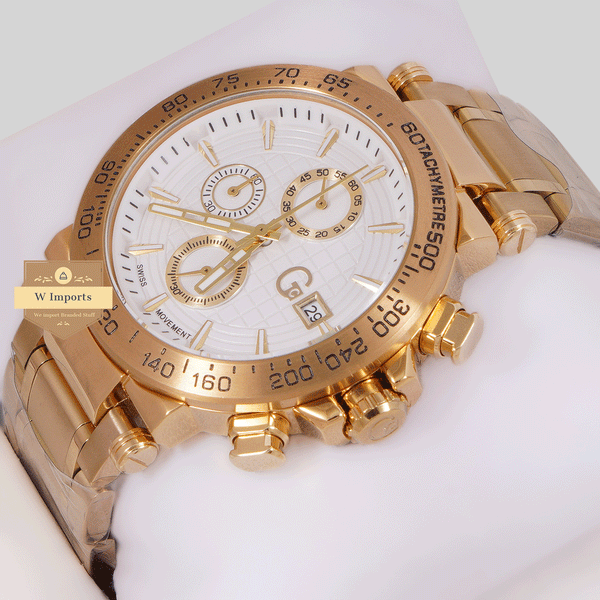 CHRONOGRAPH COLLECTION GOLD CASE WITH WHITE DAIL