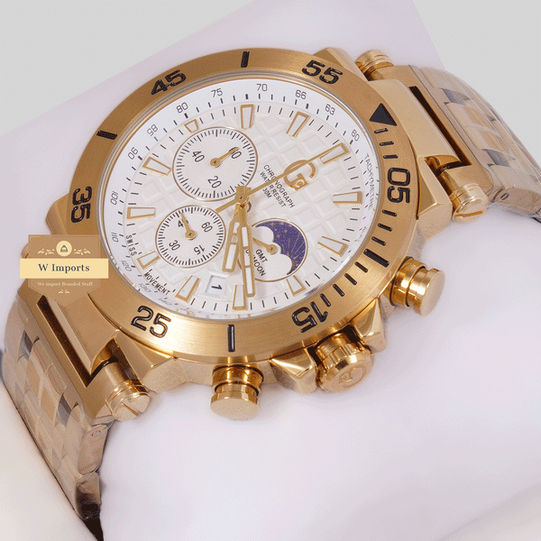 CHRONOGRAPH COLLECTION GOLD CASE WITH WHITE DAIL