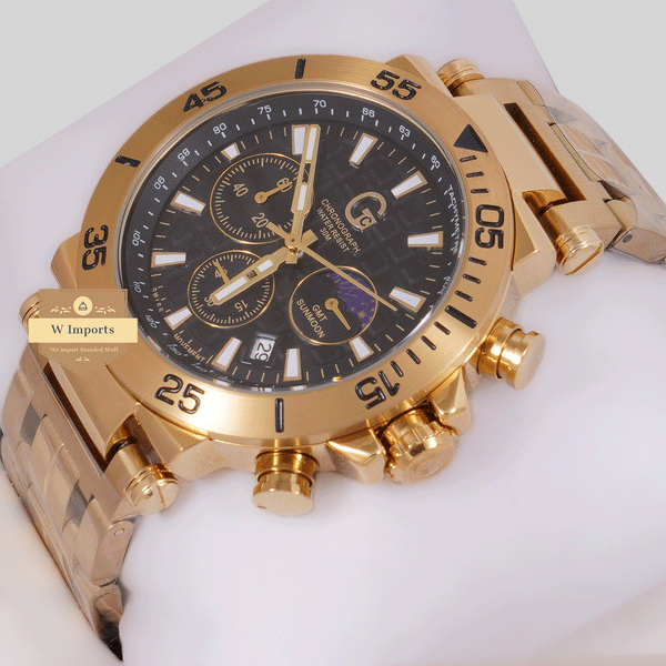 CHRONOGRAPH COLLECTION GOLD CASE WITH BLACK DAIL