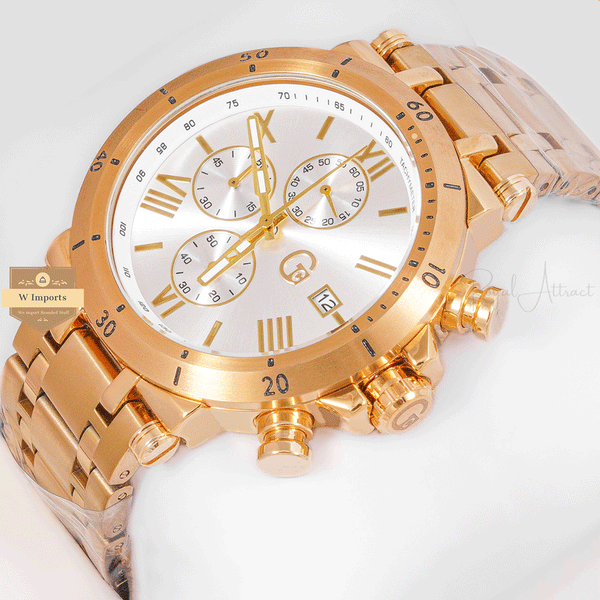 CHRONOGRAPH COLLECTION ROSE GOLD CASE WITH WHITE DAIL & CHAIN WATCH