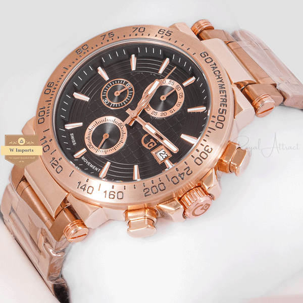 CHRONOGRAPH COLLECTION ROSE GOLD CASE WITH BLACK DAIL & CHAIN WATCH