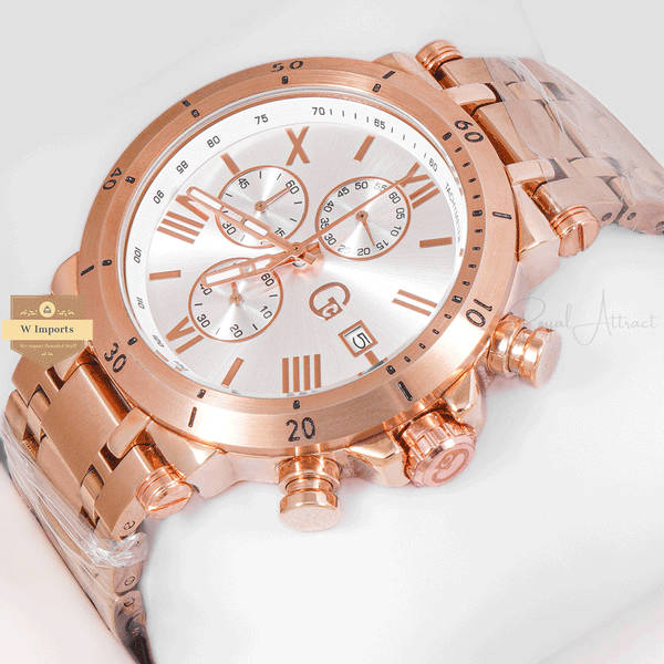 CHRONOGRAPH COLLECTION ROSE GOLD CASE WITH SILVER DAIL & CHAIN WATCH