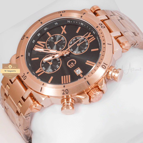 CHRONOGRAPH COLLECTION ROSE GOLD CASE WITH BLACK DAIL & CHAIN WATCH