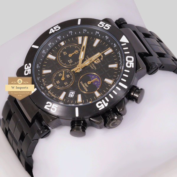 CHRONOGRAPH COLLECTION BLACK CASE WITH BLACK DAIL CHAIN WATCH