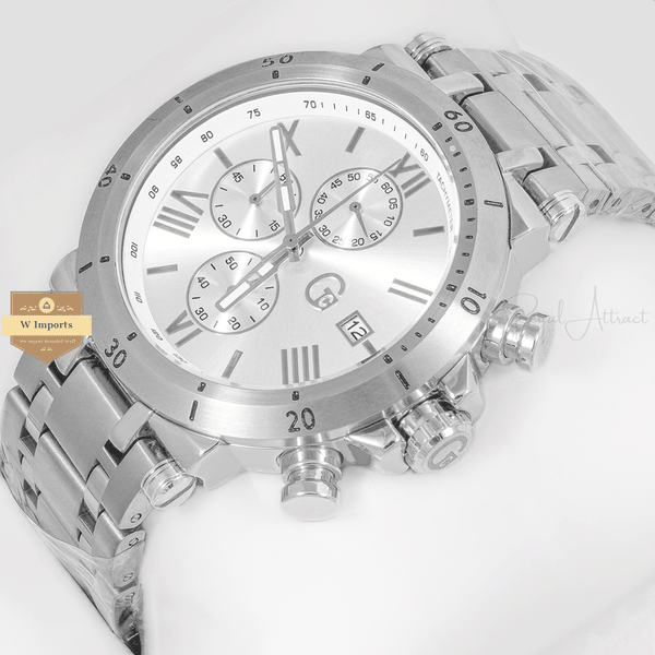 CHRONOGRAPH COLLECTION ALL SILVER WITH SILVER DAIL & CHAIN WATCH