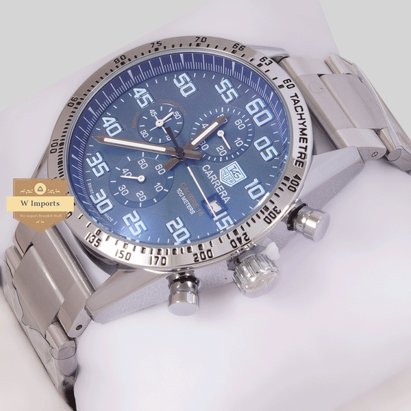 CHRONOGRAPH COLLECTION SILVER WITH SKY BLUE DAIL CHAIN WATCH