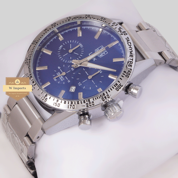 CHRONOGRAPH COLLECTION SILVER WITH BLUE DAIL CHAIN WATCH