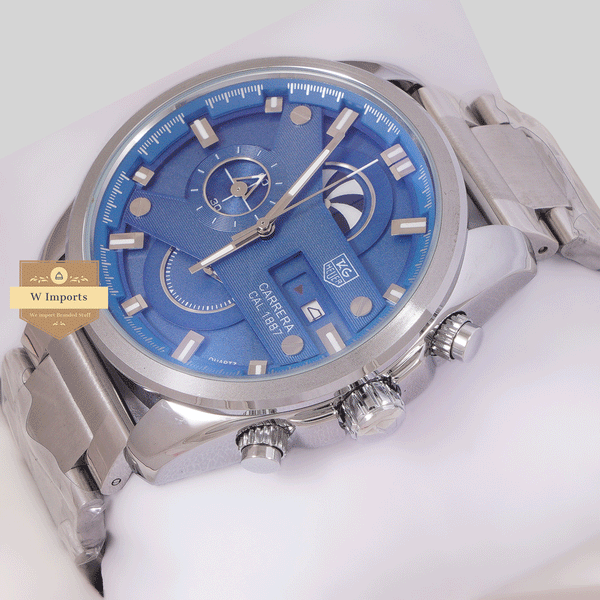 CHRONOGRAPH COLLECTION SILVER WITH BLUE DAIL CHAIN WATCH