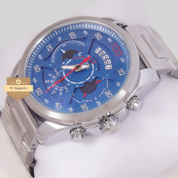 CHRONOGRAPH COLLECTION SILVER WITH BLUE DAIL CHAIN WATCH