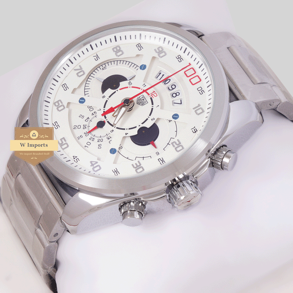 CHRONOGRAPH COLLECTION SILVER WITH WHITE DAIL CHAIN WATCH