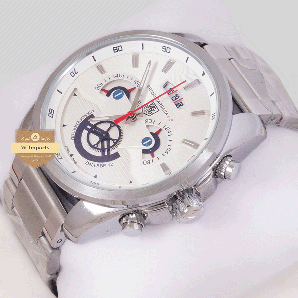 CHRONOGRAPH COLLECTION SILVER WITH WHITE DAIL CHAIN WATCH