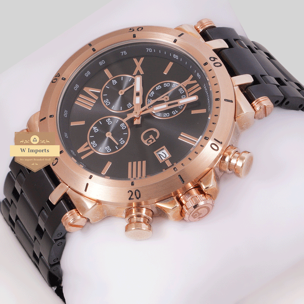 CHRONOGRAPH COLLECTION ROSE GOLD CASE WITH BLACK DAIL & CHAIN WATCH