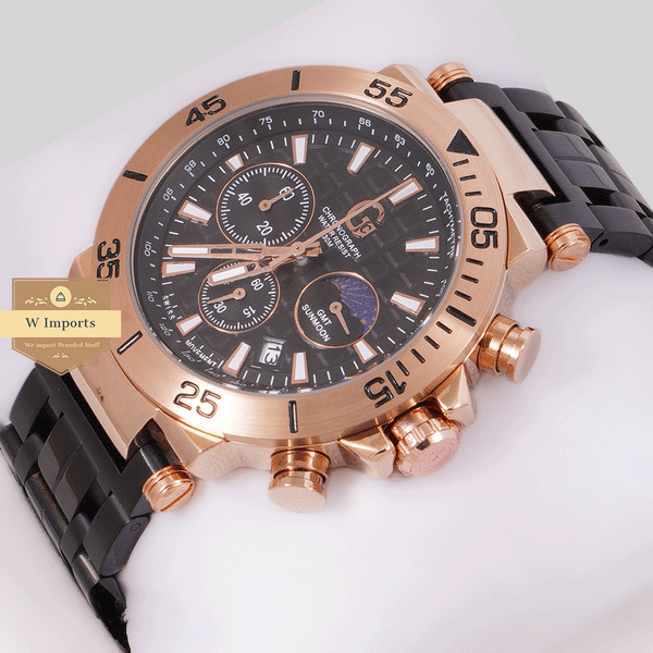 CHRONOGRAPH COLLECTION ROSE GOLD CASE WITH BLACK DAIL & CHAIN WATCH