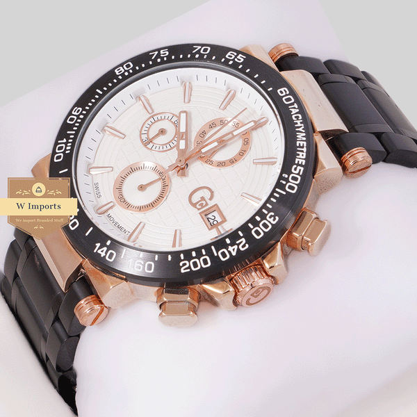 CHRONOGRAPH COLLECTION ROSE GOLD CASE WITH WHITE DAIL & CHAIN WATCH