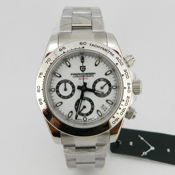 PAGANI DESIGN MEN'S DAYTONA CHRONOGRAPH SILVER STAINLESS STEEL WHITE DAIL JAPANES QUARTZ SKU-PD1727