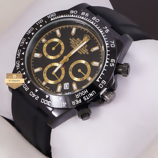 NEW LATEST CHRONOGRAPH COLLECTION SILVER WITH BLACK DAIL & SILICON STRAP WATCH