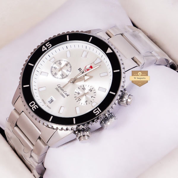 NEW LATEST CHRONOGRAPH COLLECTION SILVER WITH SILVER DAIL & CHAIN WATCH