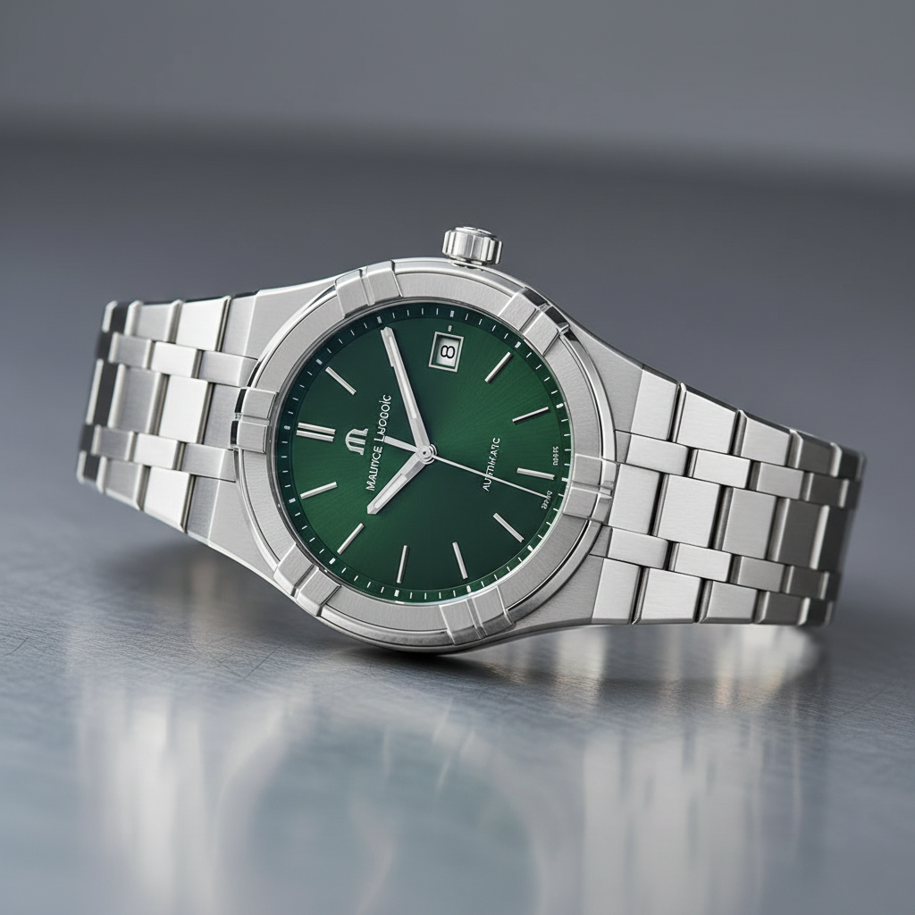Maurice Lacroix Men’s Quartz Swiss Made Silver Stainless Steel Green Dial 40mm Watch AI1108-SS002-630-1