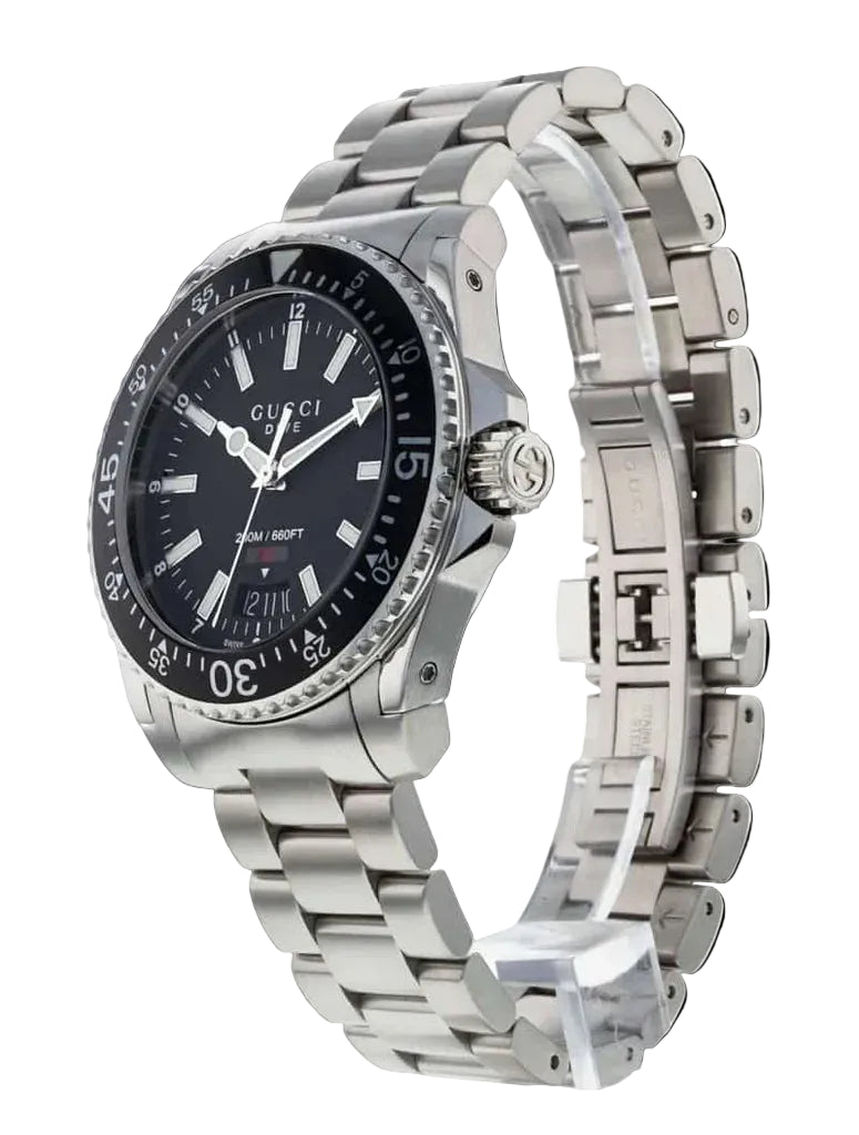 Gucci Men’s Swiss Made Quartz Stainless Steel Black Dial 40mm Watch YA136301A