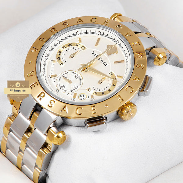 Latest Collection Chronograph Two Tone Yellow Gold With White Dial