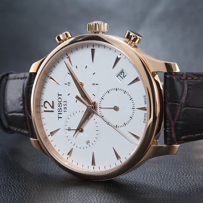 TISSOT Men’s Quartz Swiss Made Brown Leather Strap White Dial 42mm Watch T063.617.36.037.00