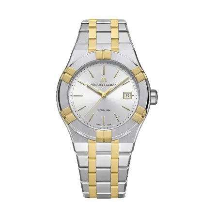 Maurice Lacroix Men’s Quartz Swiss Made Two-Tone Stainless Steel Silver Dial 40mm Watch AI1108-PVY13-130-1