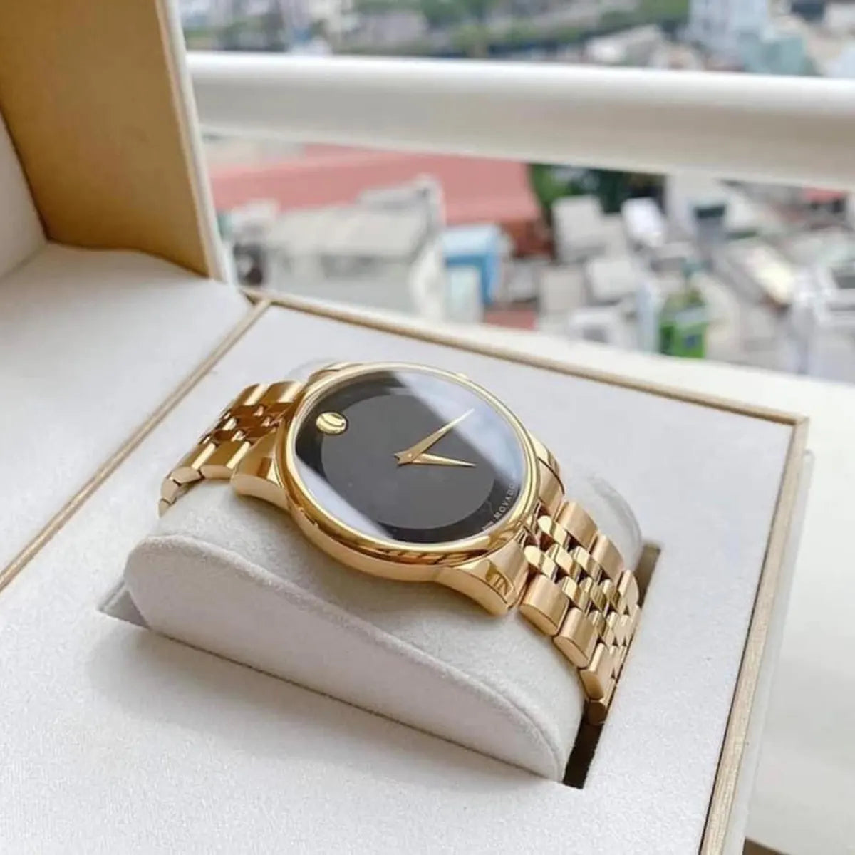 Movado Men’s Quartz Swiss Made Stainless Steel Black Dial 40mm Watch 0606997