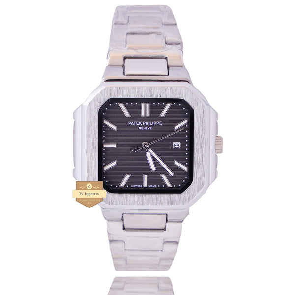 NEW LATEST COLLECTION SILVER WITH BLACK DIAL CHAIN WATCH