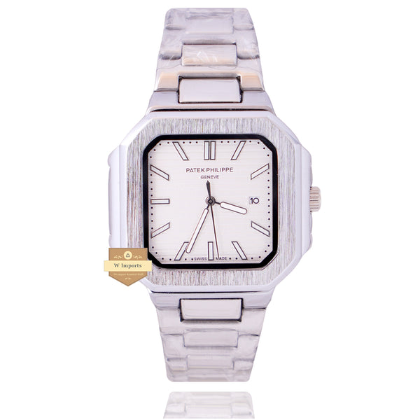 NEW LATEST COLLECTION SILVER WITH WHITE DIAL CHAIN WATCH