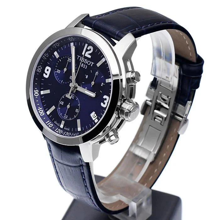 TISSOT Men’s Quartz Swiss Made Blue Leather Strap Blue Dial 42mm Watch T055.417.16.047.00