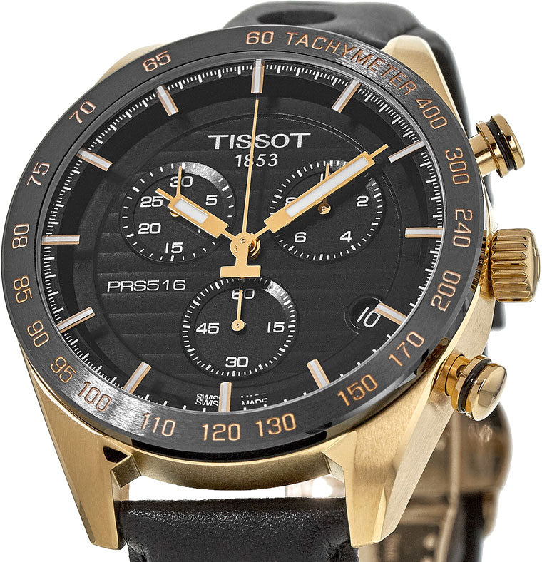 TISSOT Men’s Quartz Swiss Made Black Leather Strap Black Dial 42mm Watch T100.417.36.051.00