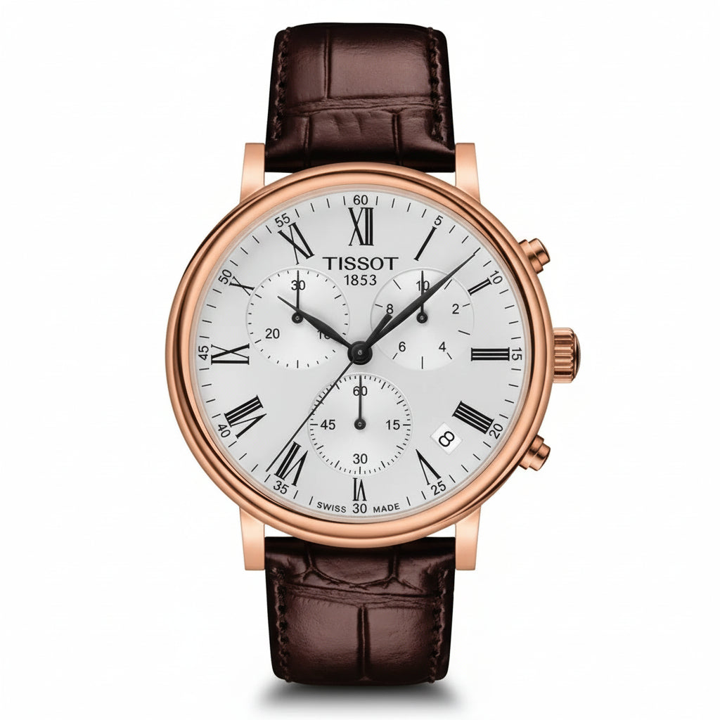 TISSOT Men’s Quartz Swiss Made Brown Leather Strap Silver Dial 41mm Watch T122.417.36.033.00