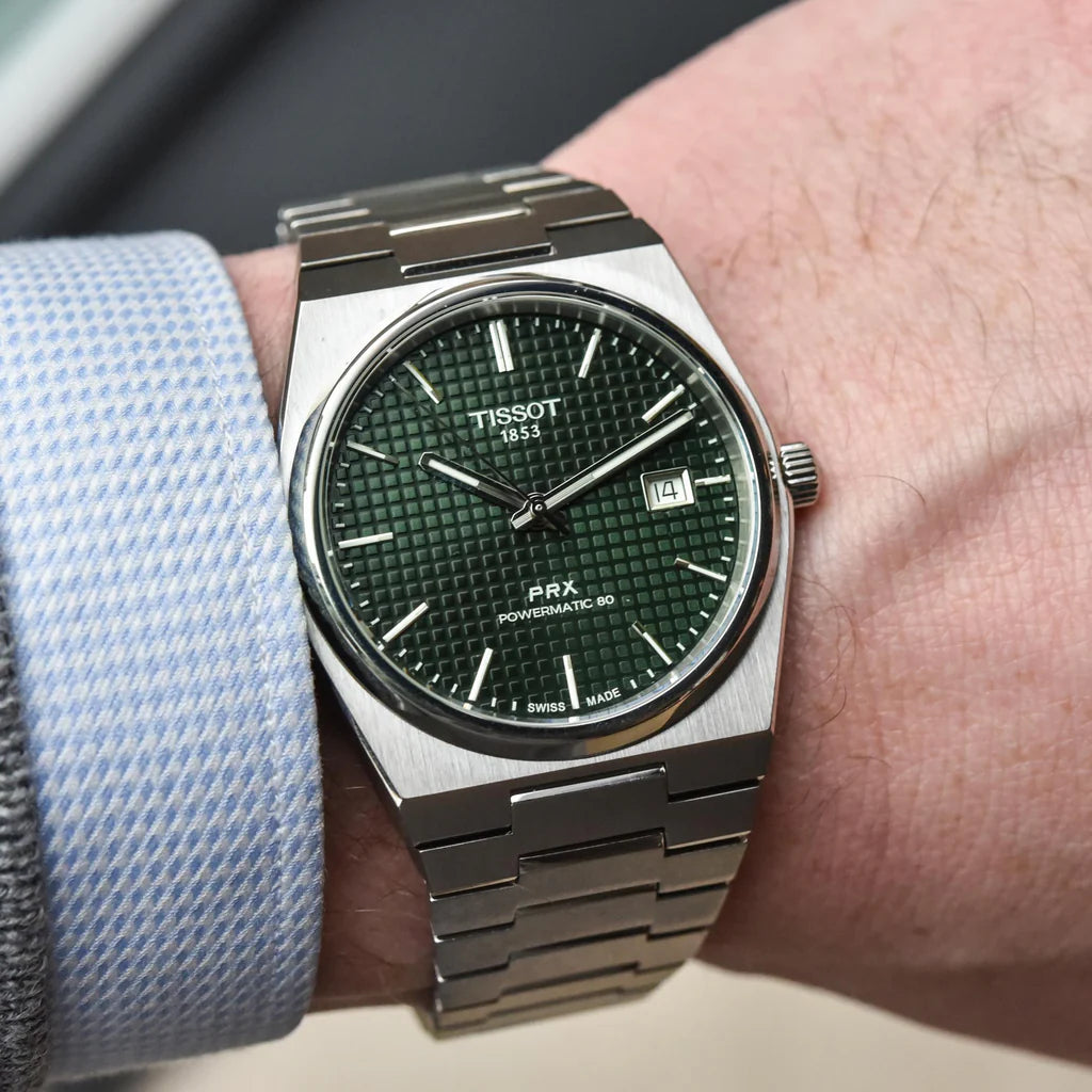 TISSOT PRX Men’s Swiss Made Powermatic Silver Stainless Steel Green Dial 40mm Watch T137.407.11.091.00