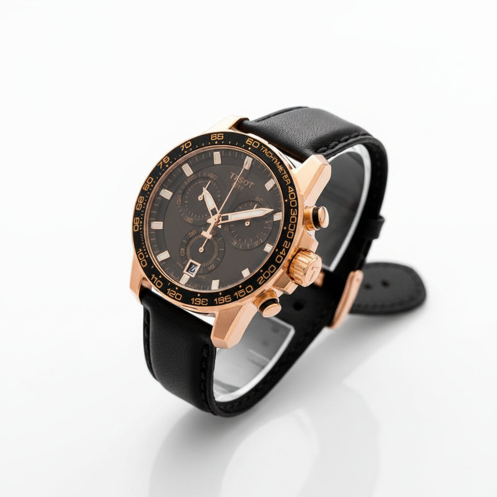 TISSOT Men’s Swiss Made Quartz Black Leather Strap Black Dial 45mm Watch T125.617.36.051.00