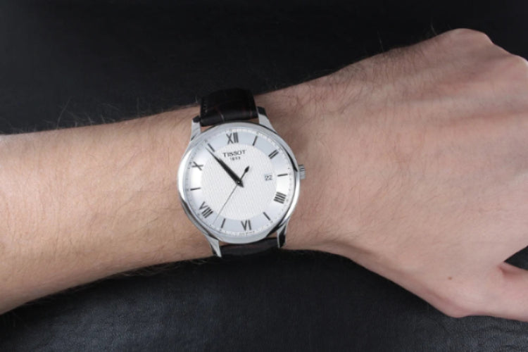 TISSOT Men’s Quartz Swiss Made Brown Leather Strap Silver Dial 42mm Watch T063.610.16.038.00