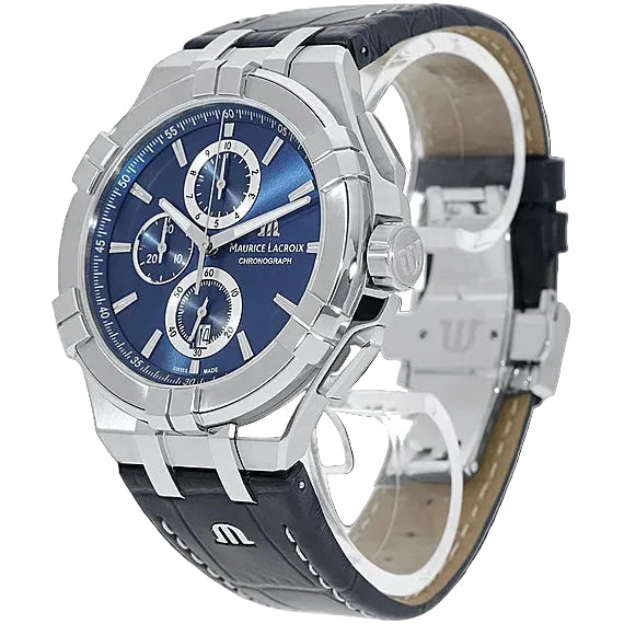 Maurice Lacroix Men’s Quartz Swiss Made Blue Leather Strap Blue Dial 44mm Watch AI1018-SS001-430-1