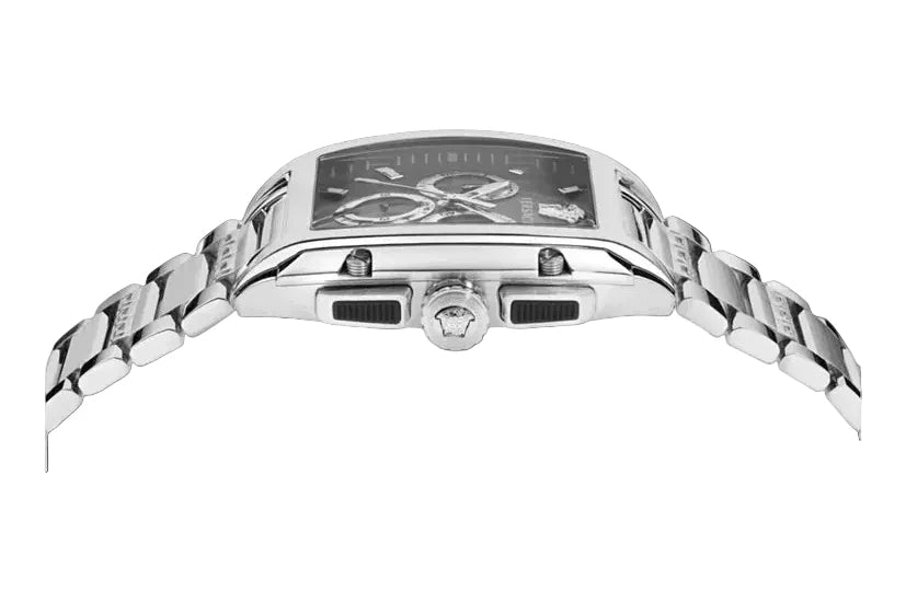 Versace Men’s Quartz Swiss Made Silver Stainless Steel Black Dial 42mm Watch VE6H00925
