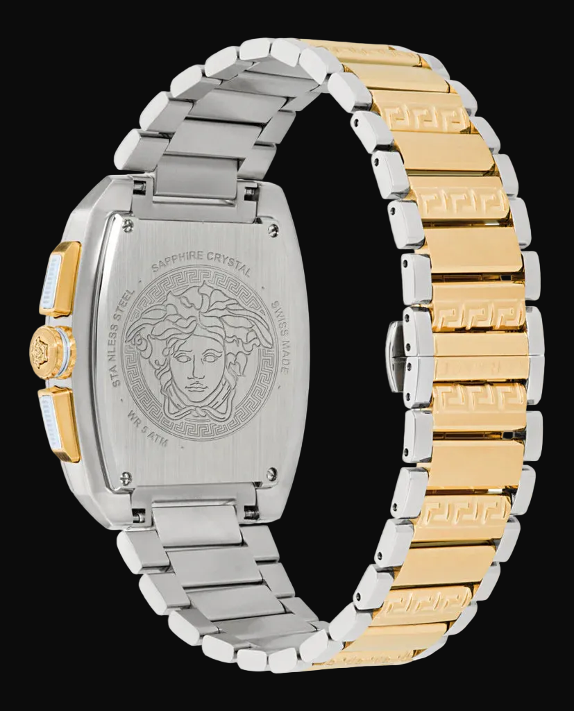 Versace Men’s Quartz Swiss Made Two Tone Gold Stainless Steel Silver Dial 42mm Watch VE6H01025
