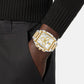 Versace Men’s Quartz Swiss Made Two Tone Gold Stainless Steel Silver Dial 42mm Watch VE6H01025