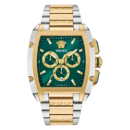 Versace Men’s Quartz Swiss Made Two Tone Gold Stainless Steel Olive Green Dial 42mm Watch VE6H01125